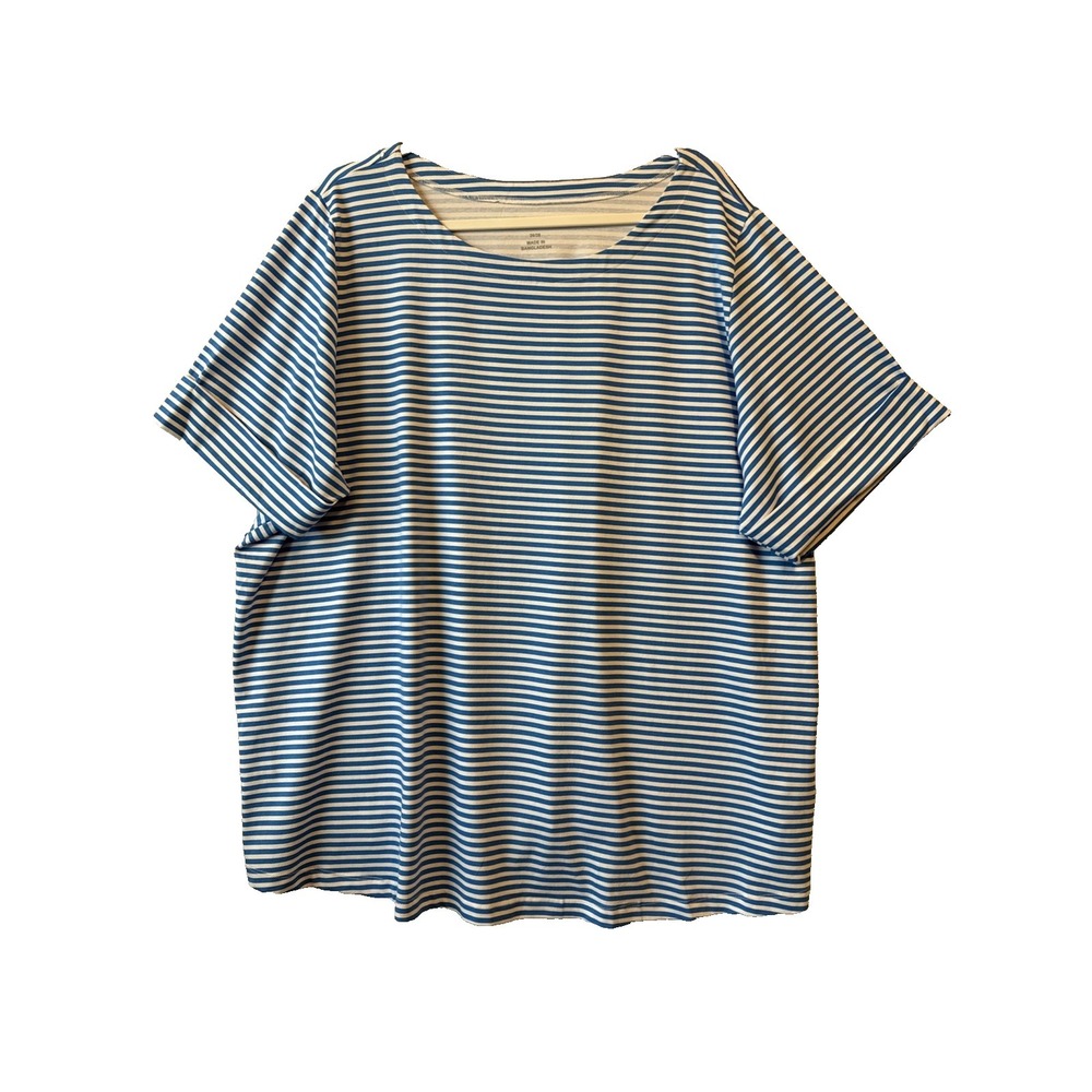 Jessica‎ London Blue White Stripe Short Sleeve Stretch Top Plus 26/28 Coastal